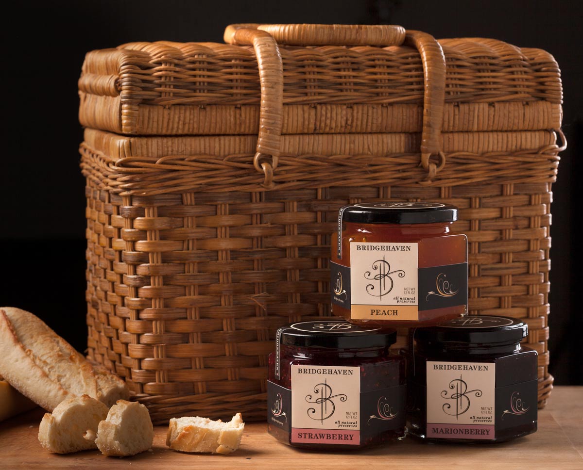 Bridgehaven preserves with wicker basket